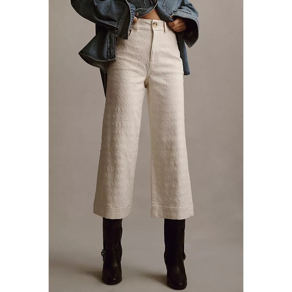 Pilcro The Skipper High Rise Crop Wide Leg Jeans Women's 31 White Textured